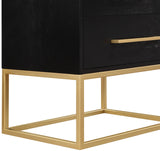 Maxine Black Night Stand - Modern Elegance with Gold Accents, Stylish Storage & Contemporary Design