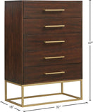 Maxine Contemporary Engineered Wood Chest with Rich Black Finish and Stylish Brushed Gold Accents