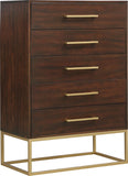Maxine Contemporary Engineered Wood Chest with Rich Black Finish and Stylish Brushed Gold Accents
