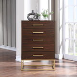 Maxine Contemporary Engineered Wood Chest with Rich Black Finish and Stylish Brushed Gold Accents
