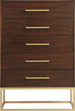 Maxine Contemporary Engineered Wood Chest with Rich Black Finish and Stylish Brushed Gold Accents