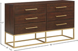 Maxine Contemporary Engineered Wood Dresser with Rich Black Finish and Brushed Gold Accents