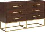 Maxine Contemporary Engineered Wood Dresser with Rich Black Finish and Brushed Gold Accents