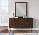 Maxine Contemporary Engineered Wood Dresser with Rich Black Finish and Brushed Gold Accents