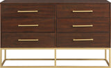 Maxine Contemporary Engineered Wood Dresser with Rich Black Finish and Brushed Gold Accents