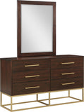 Maxine Contemporary Engineered Wood Dresser with Rich Black Finish and Brushed Gold Accents
