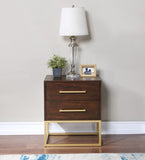 Maxine Contemporary Night Stand with Rich Black Finish and Stylish Brushed Gold Metal Accents