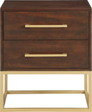 Maxine Contemporary Night Stand with Rich Black Finish and Stylish Brushed Gold Metal Accents