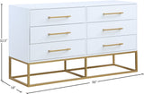 Maxine Contemporary Engineered Wood Dresser with Rich Black Finish and Brushed Gold Accents
