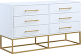 Maxine Contemporary Engineered Wood Dresser with Rich Black Finish and Brushed Gold Accents