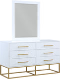 Maxine Contemporary Engineered Wood Dresser with Rich Black Finish and Brushed Gold Accents