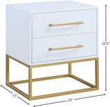 Maxine Contemporary Night Stand with Rich Black Finish and Stylish Brushed Gold Metal Accents