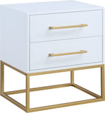 Maxine Contemporary Night Stand with Rich Black Finish and Stylish Brushed Gold Metal Accents