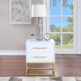 Maxine Contemporary Night Stand with Rich Black Finish and Stylish Brushed Gold Metal Accents