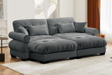 CLOUDIES 94" Loveseat with 2 Ottomans