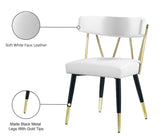 Rheingold Velvet Dining Chair Set of 2 – Chic White Faux Leather with Stylish Black & Gold Legs