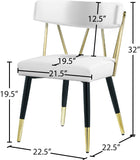 Rheingold Velvet Dining Chair Set of 2 – Chic White Faux Leather with Stylish Black & Gold Legs
