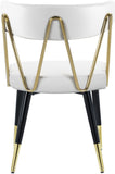 Rheingold Velvet Dining Chair Set of 2 – Chic White Faux Leather with Stylish Black & Gold Legs