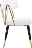Rheingold Velvet Dining Chair Set of 2 – Chic White Faux Leather with Stylish Black & Gold Legs