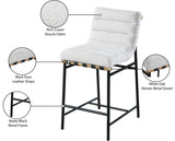 Burke Contemporary Counter Stool with Soft Upholstery and Sturdy Matte Black Metal Frame for Dining