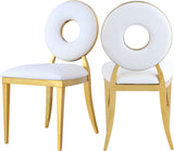 Carousel Contemporary Dining Chairs - Set of 2, Plush Comfort with Modern Gold Stainless Steel Frame