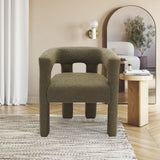Athena Olive Green Boucle Fabric Dining Chair - Stylish Comfort for Your Contemporary Space