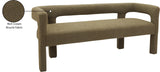 Athena Olive Green Boucle Fabric Bench - Stylish Minimalist Seating for Comfort & Elegance in Design