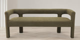 Athena Olive Green Boucle Fabric Bench - Stylish Minimalist Seating for Comfort & Elegance in Design
