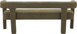 Athena Olive Green Boucle Fabric Bench - Stylish Minimalist Seating for Comfort & Elegance in Design
