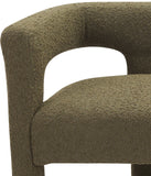 Athena Olive Green Boucle Fabric Bench - Stylish Minimalist Seating for Comfort & Elegance in Design