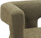 Athena Olive Green Boucle Fabric Bench - Stylish Minimalist Seating for Comfort & Elegance in Design