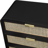 Sage Contemporary Dresser with Rich Wood Frame and Natural Cane Details for Modern Bedroom Style