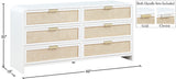 Sage Contemporary Dresser with Rich Wood Frame and Natural Cane Details for Modern Bedroom Style