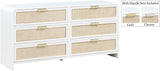 Sage Contemporary Dresser with Rich Wood Frame and Natural Cane Details for Modern Bedroom Style