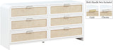 Sage Contemporary Dresser with Rich Wood Frame and Natural Cane Details for Modern Bedroom Style