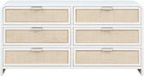 Sage Contemporary Dresser with Rich Wood Frame and Natural Cane Details for Modern Bedroom Style