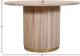 Oakhill Mango Wood Dining Table - Elegant Contemporary Design with Brushed Gold Base & Natural Finish