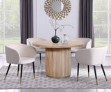 Oakhill Mango Wood Dining Table - Elegant Contemporary Design with Brushed Gold Base & Natural Finish