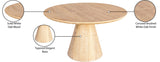 Linette Solid White Oak Mid Century Dining Table with Elegant Tapered Base & Rustic Finish