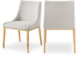 Haines Dining Chair – Elegant Contemporary Design with Luxurious Fabric and Stylish Gold Legs for Dining Room