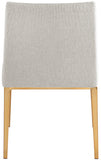 Haines Dining Chair – Elegant Contemporary Design with Luxurious Fabric and Stylish Gold Legs for Dining Room