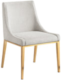 Haines Dining Chair – Elegant Contemporary Design with Luxurious Fabric and Stylish Gold Legs for Dining Room