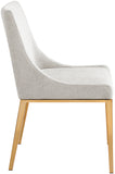 Haines Dining Chair – Elegant Contemporary Design with Luxurious Fabric and Stylish Gold Legs for Dining Room