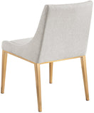 Haines Dining Chair – Elegant Contemporary Design with Luxurious Fabric and Stylish Gold Legs for Dining Room