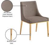 Haines Dining Chair – Elegant Contemporary Design with Luxurious Fabric and Stylish Gold Legs for Dining Room