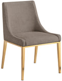 Haines Dining Chair – Elegant Contemporary Design with Luxurious Fabric and Stylish Gold Legs for Dining Room