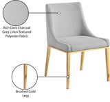 Haines Dining Chair – Elegant Contemporary Design with Luxurious Fabric and Stylish Gold Legs for Dining Room