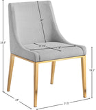 Haines Dining Chair – Elegant Contemporary Design with Luxurious Fabric and Stylish Gold Legs for Dining Room