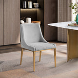 Haines Dining Chair – Elegant Contemporary Design with Luxurious Fabric and Stylish Gold Legs for Dining Room