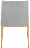 Haines Dining Chair – Elegant Contemporary Design with Luxurious Fabric and Stylish Gold Legs for Dining Room